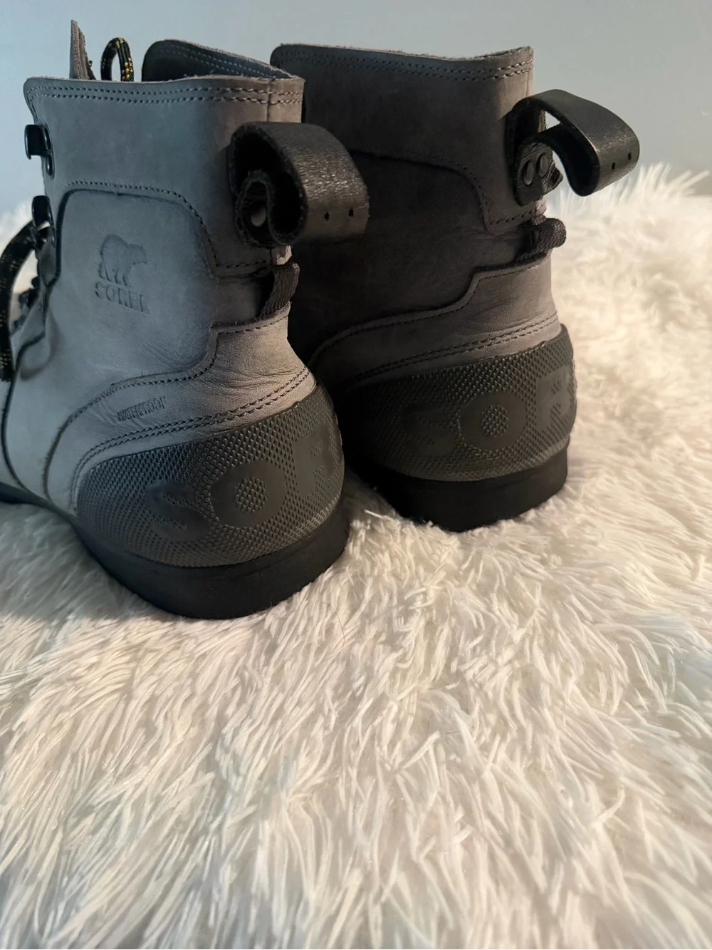 Sorel Men's Gray Leather Waterproof Lace-Up Boots Size 13